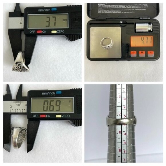 Sterling Silver 925 0.69" Wide Scrollwork Celtic Style Band Ring Size 7.25 - Picture 10 of 16